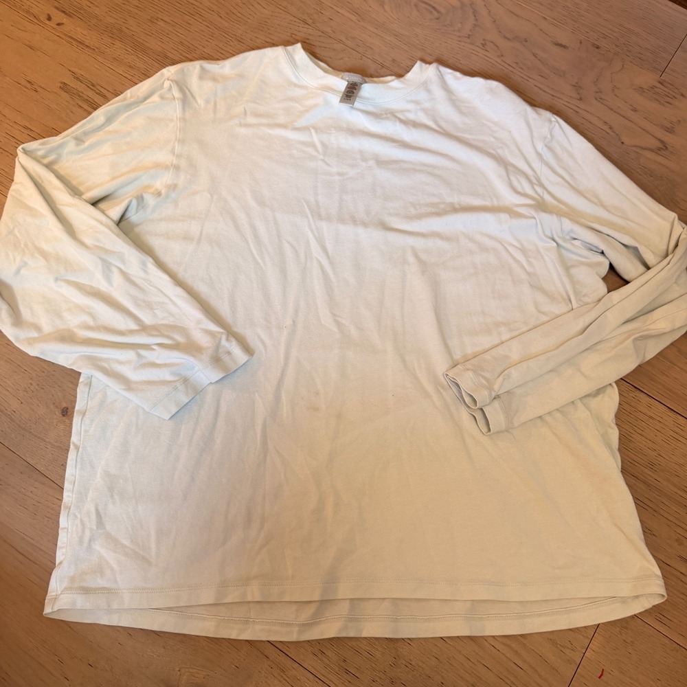 Skims Long Sleeve Crew Neck Tee Light Blue Modal Cotton Blend Large